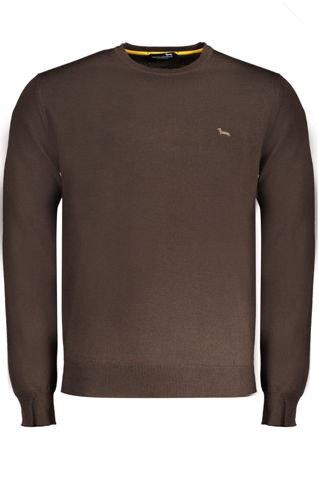 Harmont & Blaine Strickpullover Herrenpullover Braun: Langarmshirt mit Rundhals & Stickerei-Detail