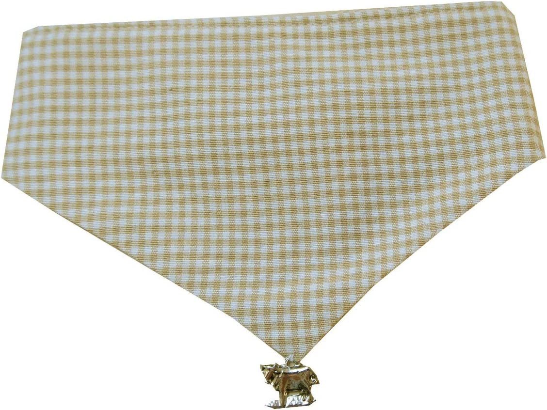 Steinnacher Bärbel Hunde-Halsband Hundehalstuch beige weiß kariert Größe L, Baumwolle