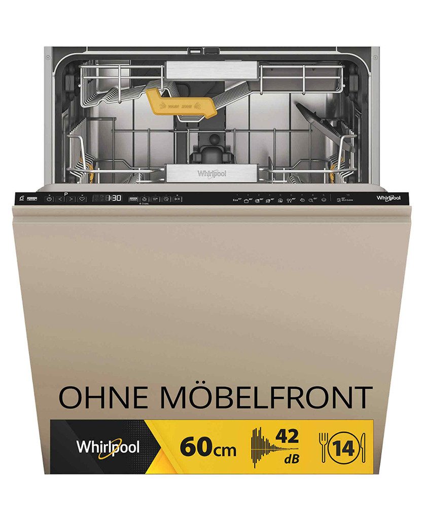 Whirlpool vollintegrierbarer Geschirrspüler W8I HP42 LSC, 14 Maßgedecke, Hocheinbaufähig, Vollwasserschutz