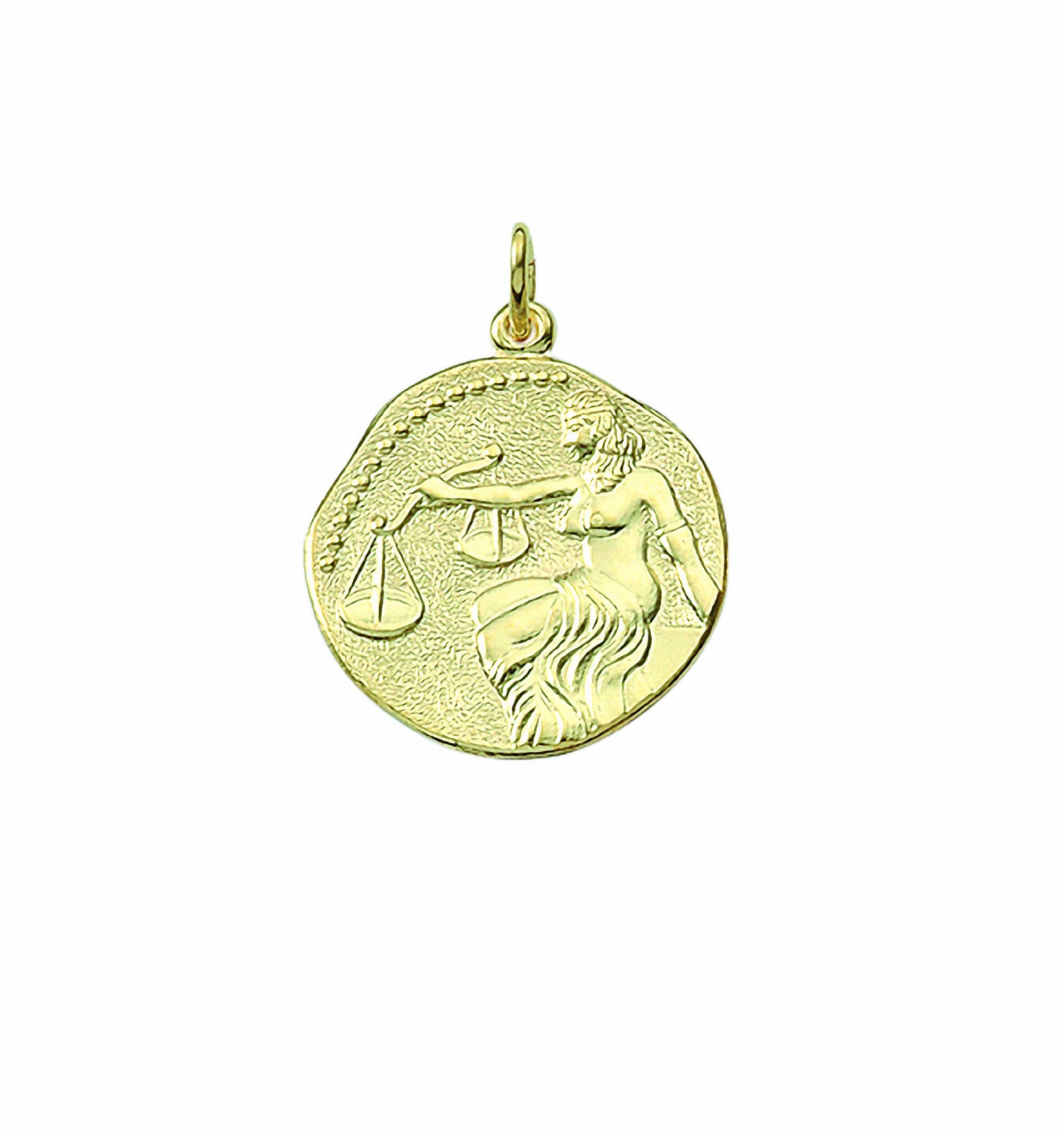 Kettenanhänger Damen & Herren 333 Gold Sternzeichen Anhänger Waage Ø 18,2 mm