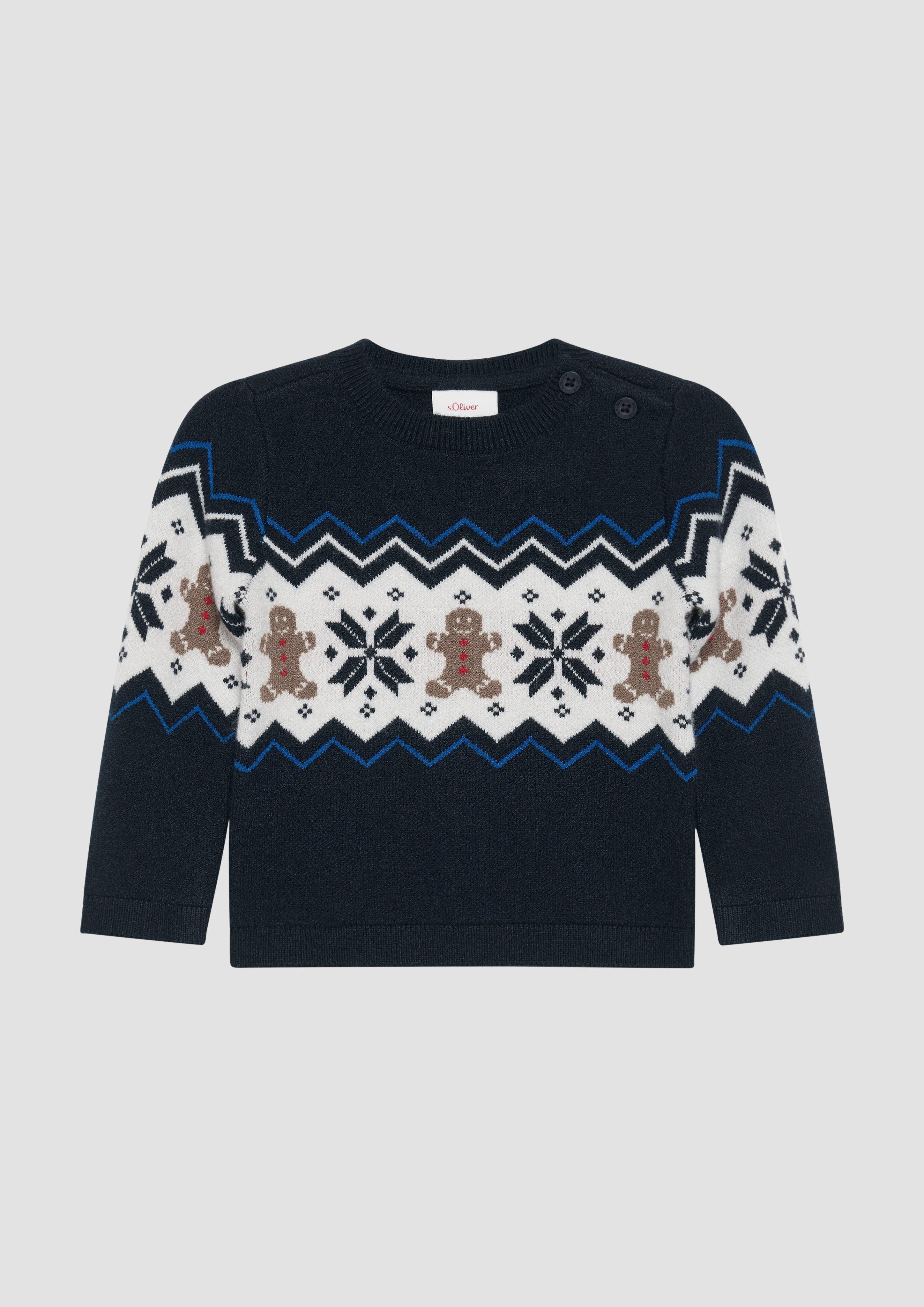 Langarmshirt Strickpullover mit Weihnachtsmotiv