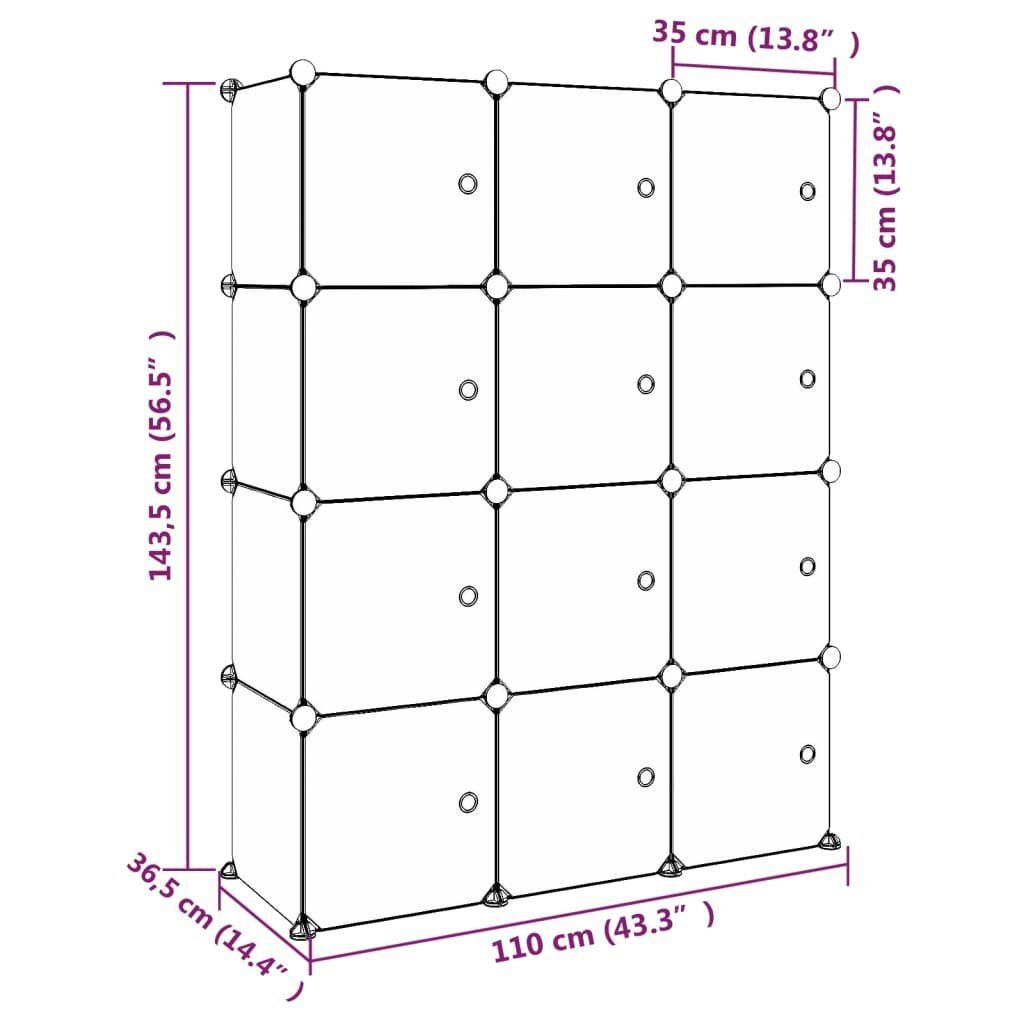 Modular vidaXL Kinderschrank 12 Schuhregal PP, mit Würfeln 1-tlg. Grün