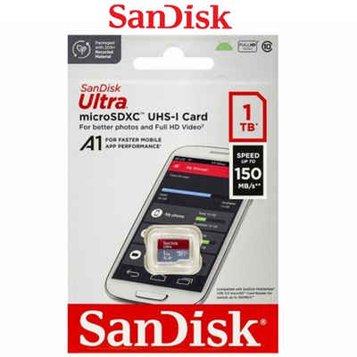 Sandisk Ultra microSD Speicherkarte A1 1 TB Speicherkarte (1000 GB, UHS-I, 150 MB/s Lesegeschwindigkeit)