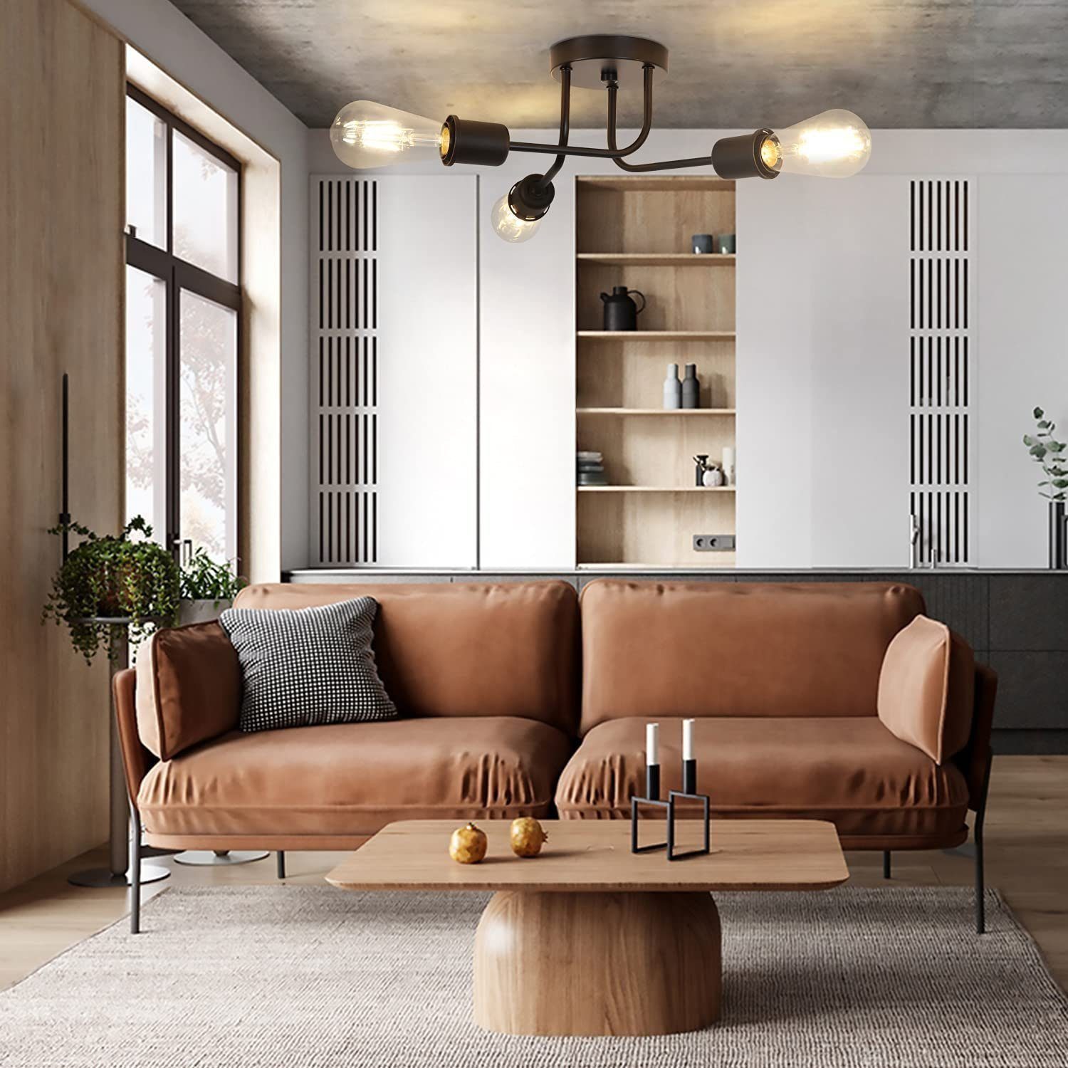 Nettlife Deckenleuchte Deckenleuchte Deckenlampe Vintage Wohnzimmer E27, LED wechselbar, für Wohnzimmer Schlafzimmer Esszimmer