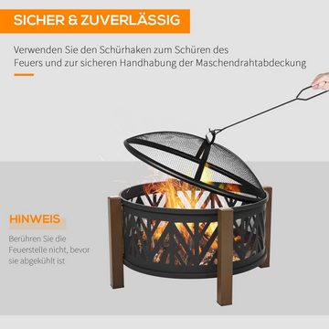 Outsunny Holzkohlegrill Feuerschale mit Grillrost
