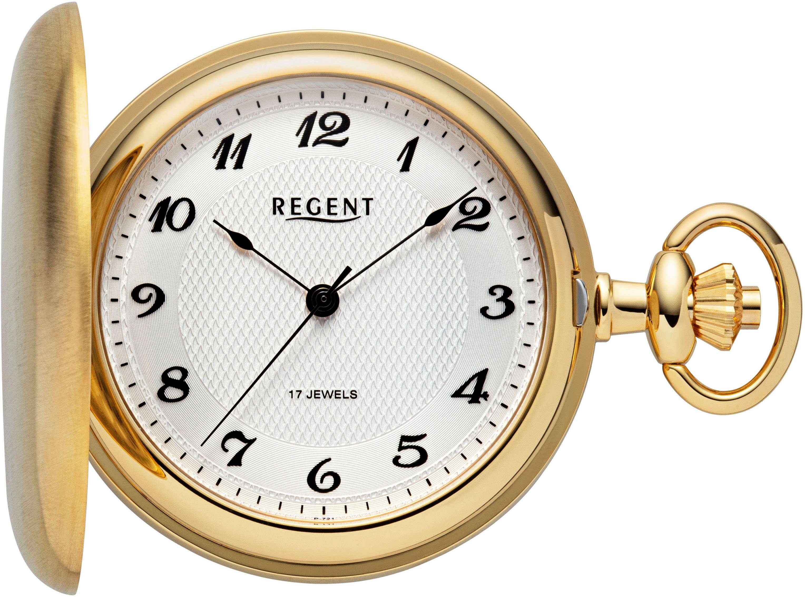 Regent Taschenuhr P721-19443049, (Set, 2-tlg., mit dazu passender Kette), Herrenuhr, Handaufzug, Acrylglas, Geschenkidee