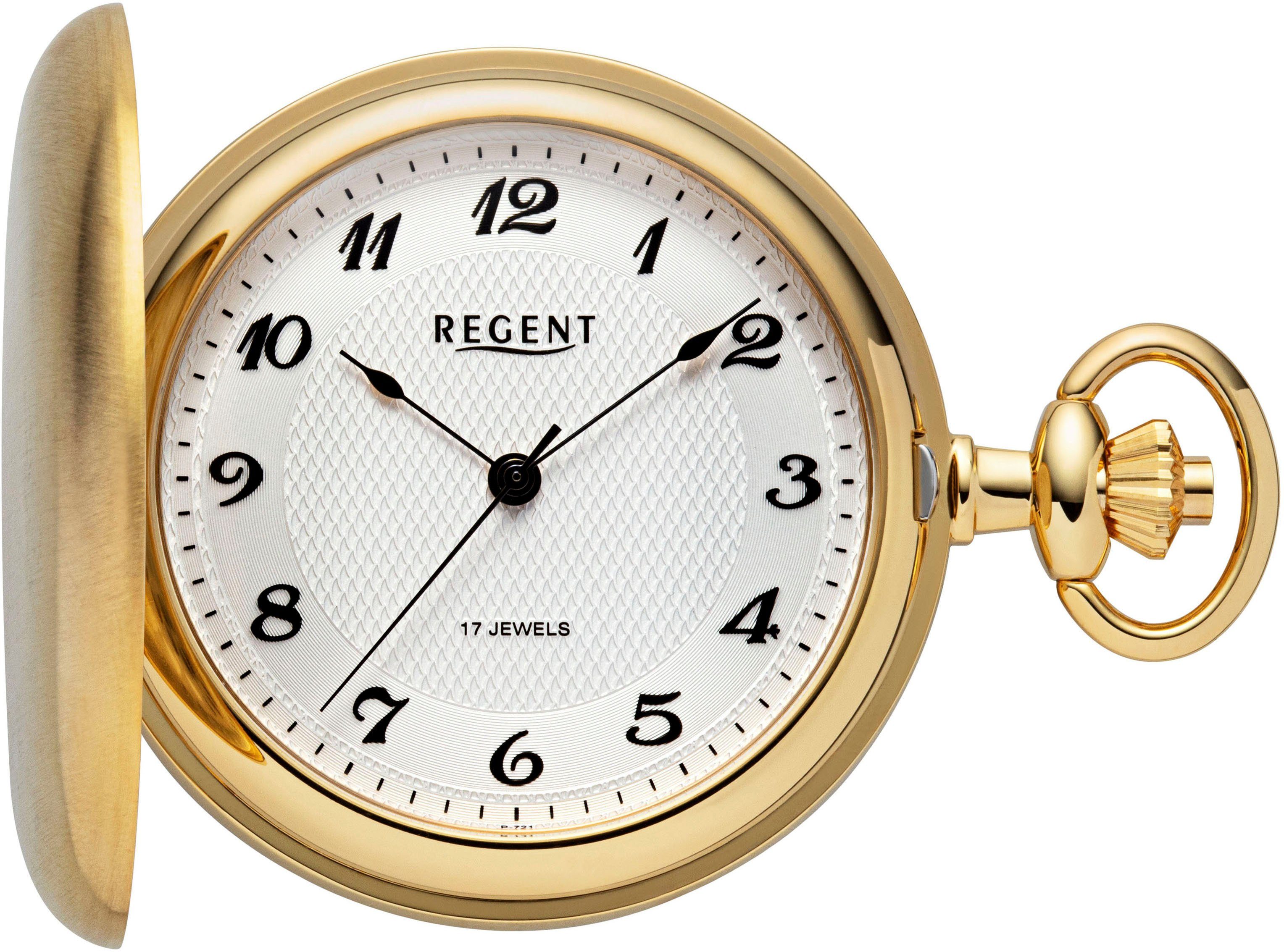 Regent Taschenuhr P721-19443049, (Set, 2-tlg., mit dazu passender Kette), Herrenuhr, Handaufzug, Acrylglas