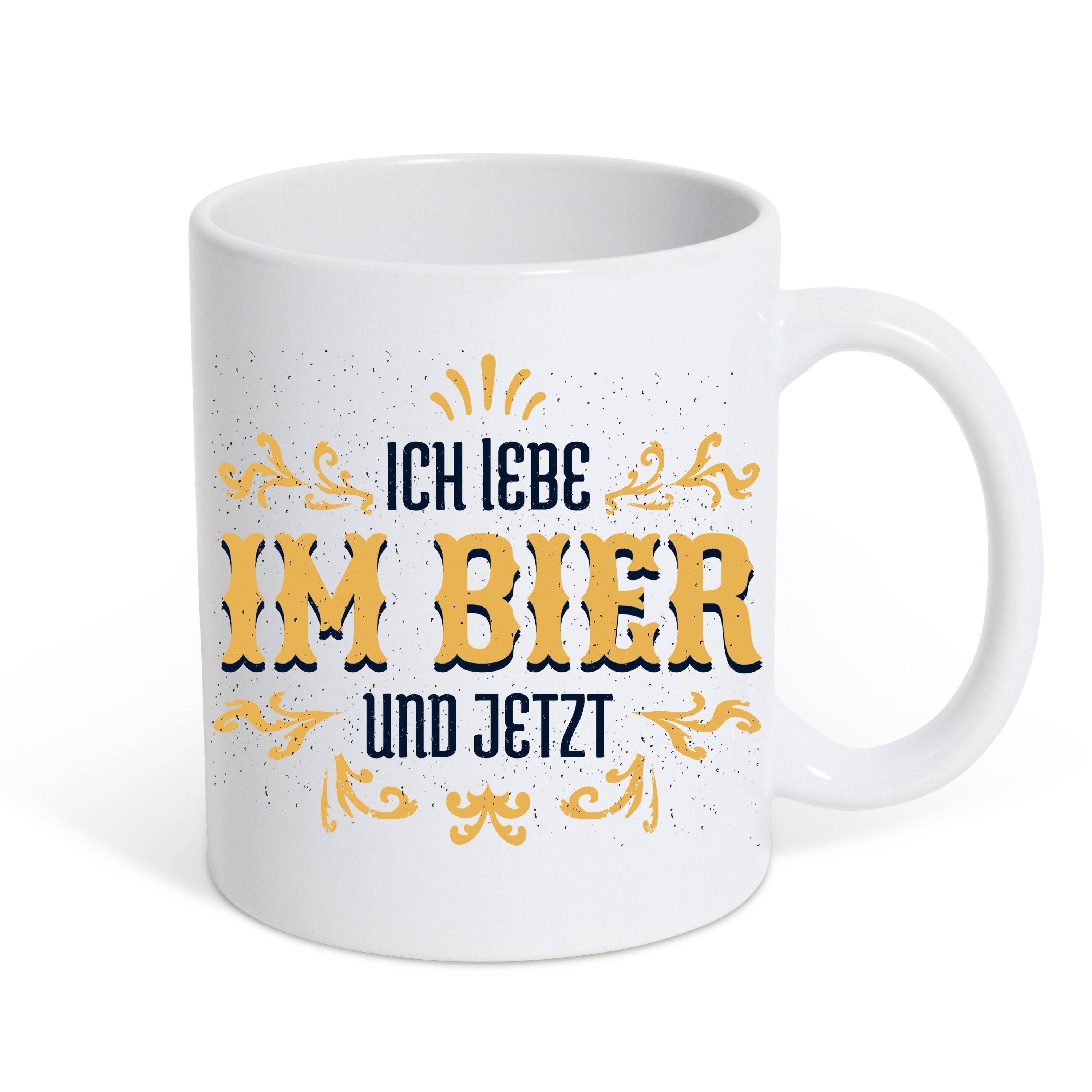 Youth Designz Tasse Im Bier Und Jetzt Kaffeetasse Geschenk, Keramik, mit lustigem Print Weiß