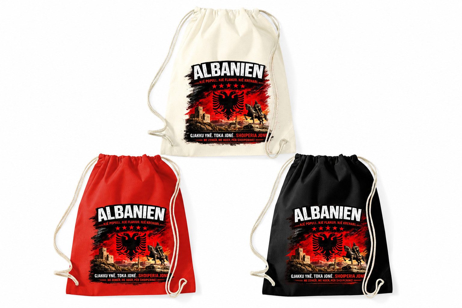 Blondie & Brownie Turnbeutel AlbanienStolz Beutel Print Turnbeutel Doppeladler Heimat Motiv Bag (Einzelset, Einzelartikel), AlbanienStolz_Beutel