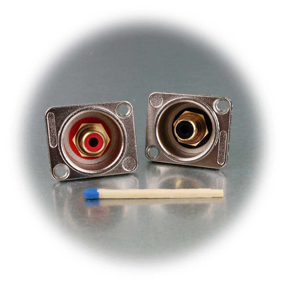 Dynavox Cinch-Stecker Cinch-Einbaubuchsenset "Pro" rot/schwarz, 26x31mm