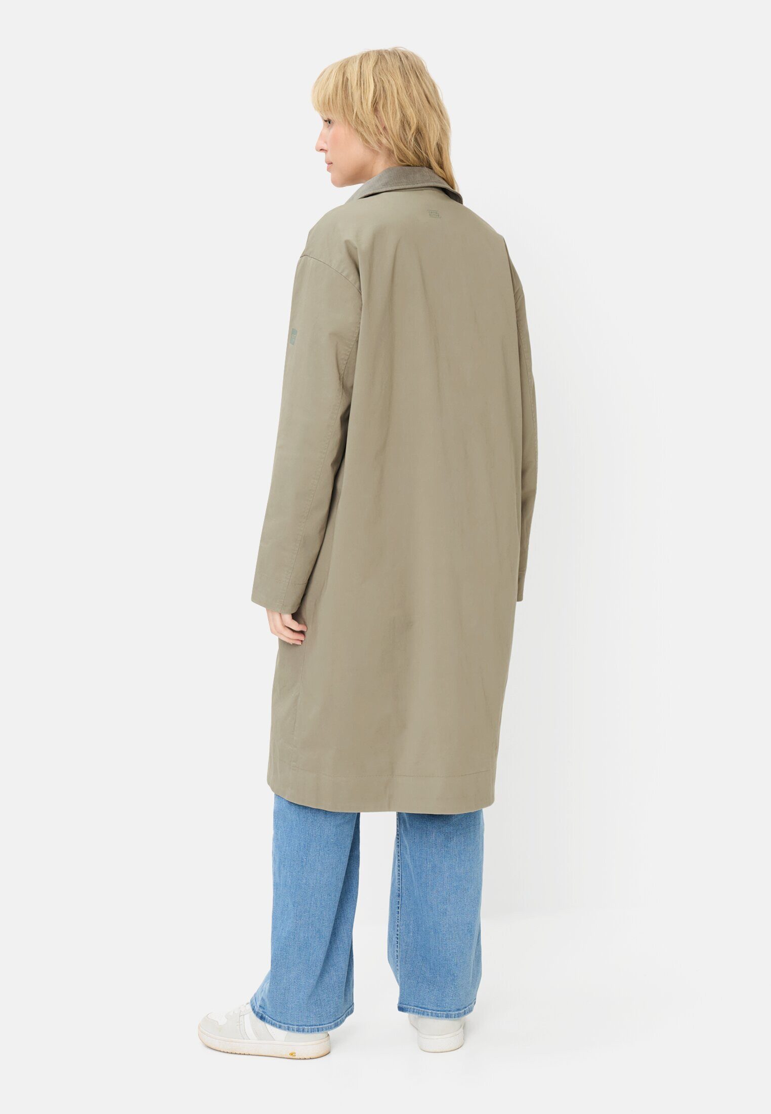 camel active Trenchcoat mit Cordkragen Langarm (1-tlg)