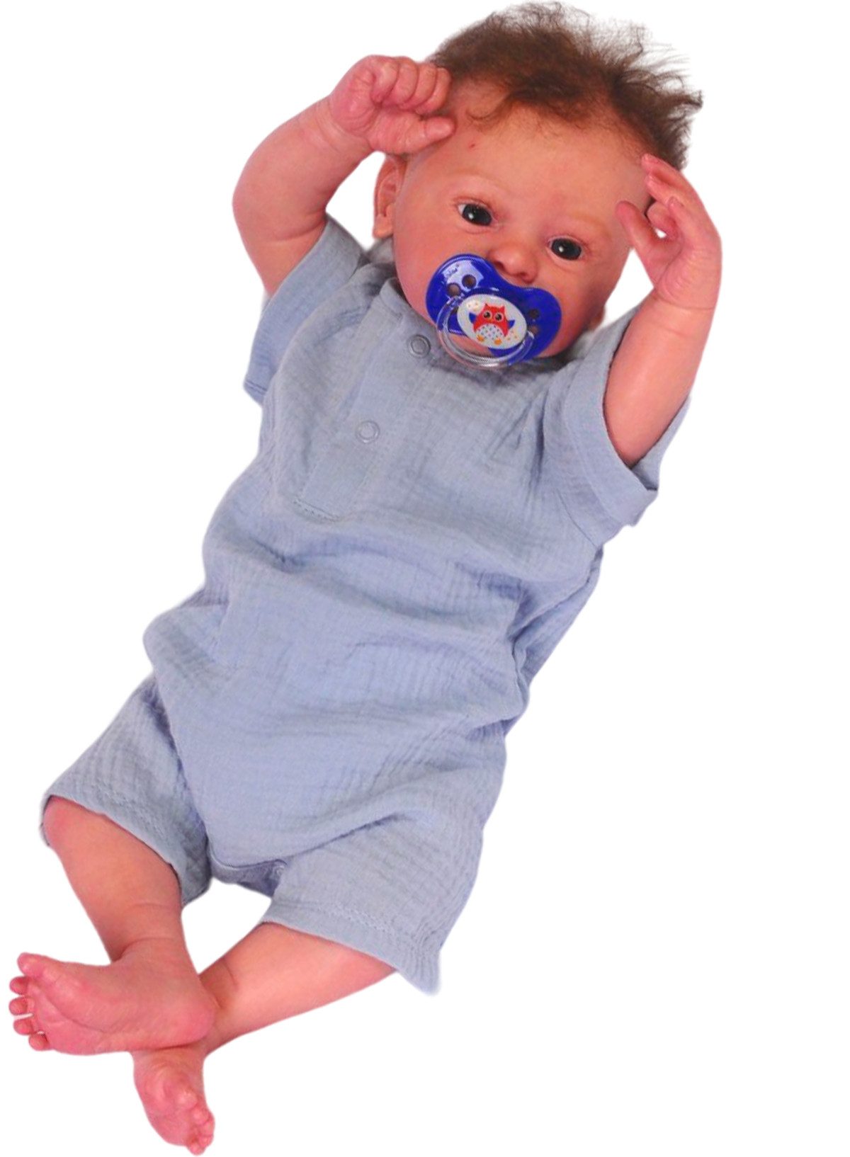 La Bortini Spieler Spieler kurzer Baby Strampler Romper in Hellblau aus reiner Baumwolle, 44 50 56 62 68