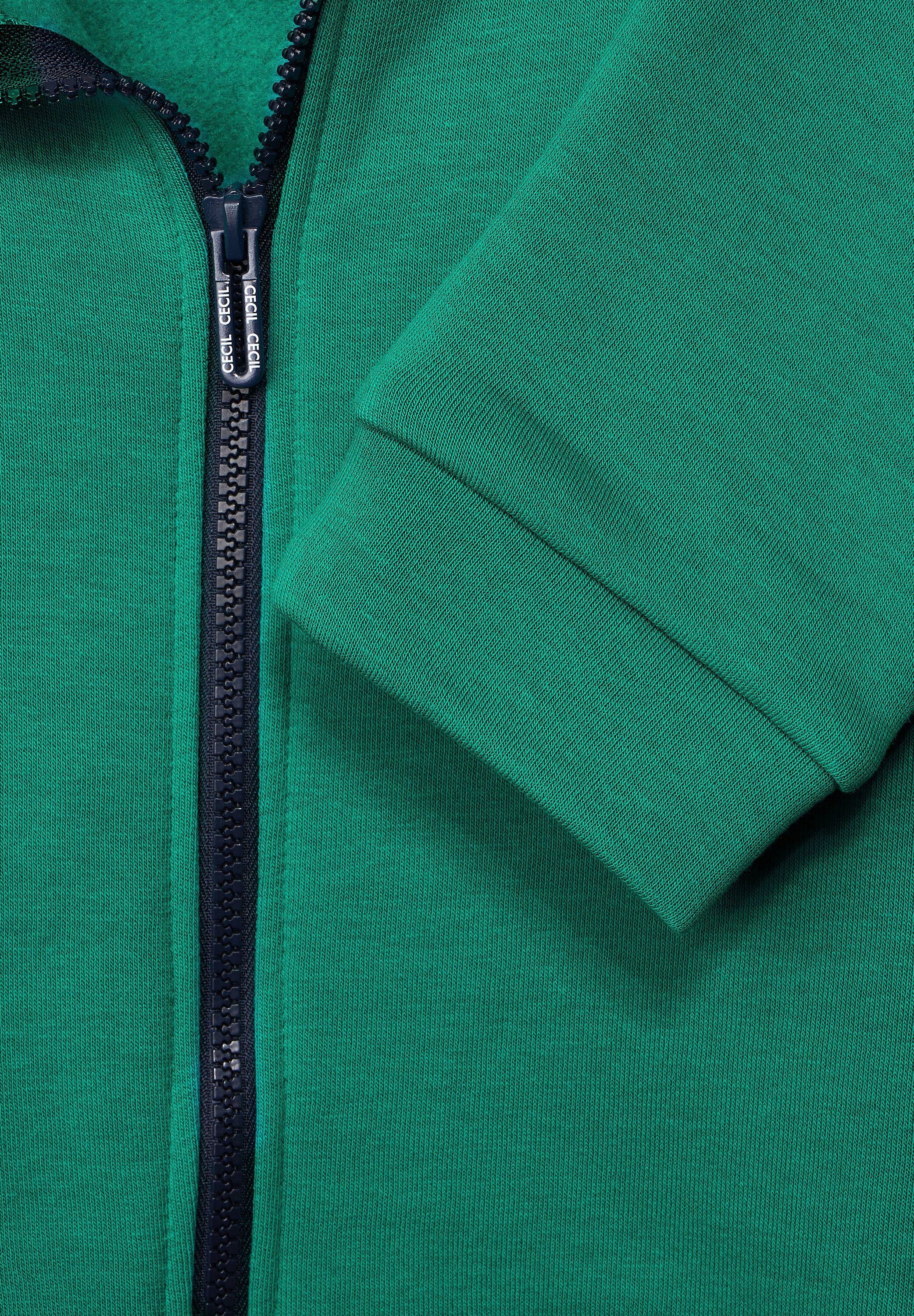smaragdgrün Materialmix Sweatjacke im modernen Cecil