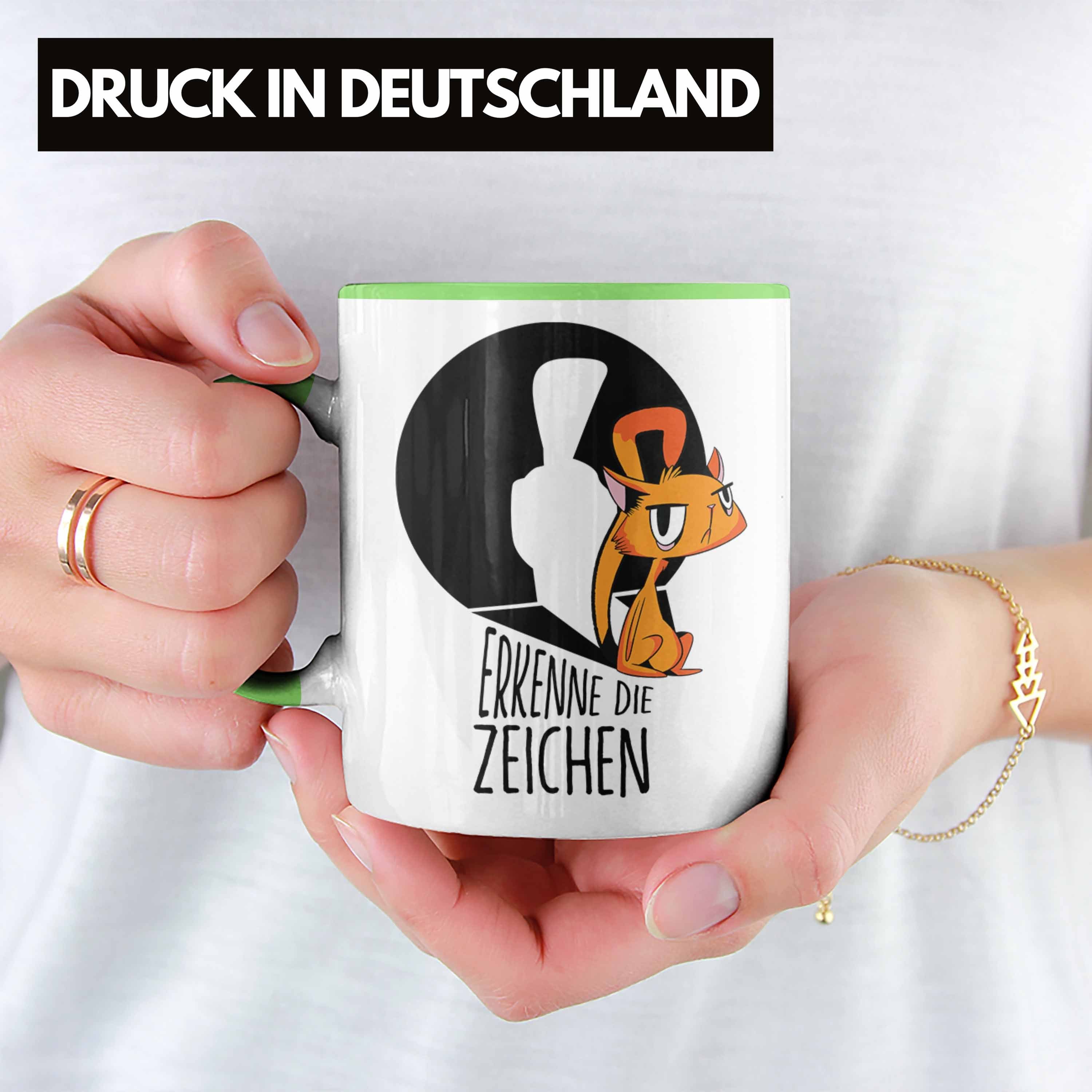 Tasse Grün Spruch Katzenmotiv Geschenkid die Erkenne mit Geschenk Trendation - Zeichen Tasse