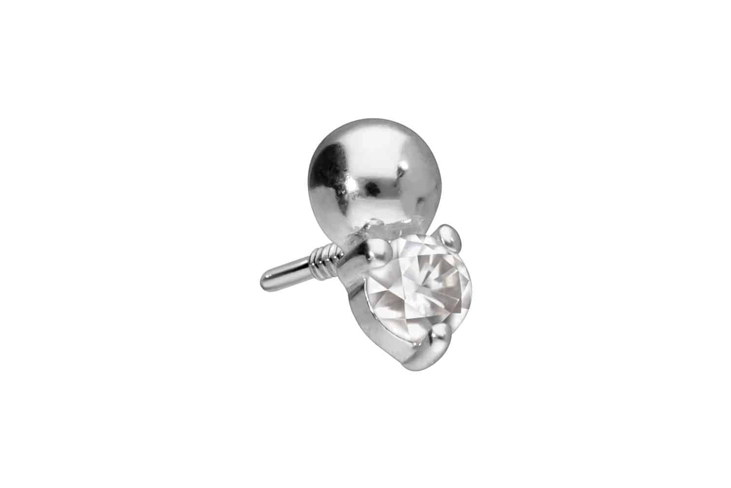 Piercing-Set 14 Karat Gold Schraubaufsatz mit Außengewinde MOISSANIT + KUGEL