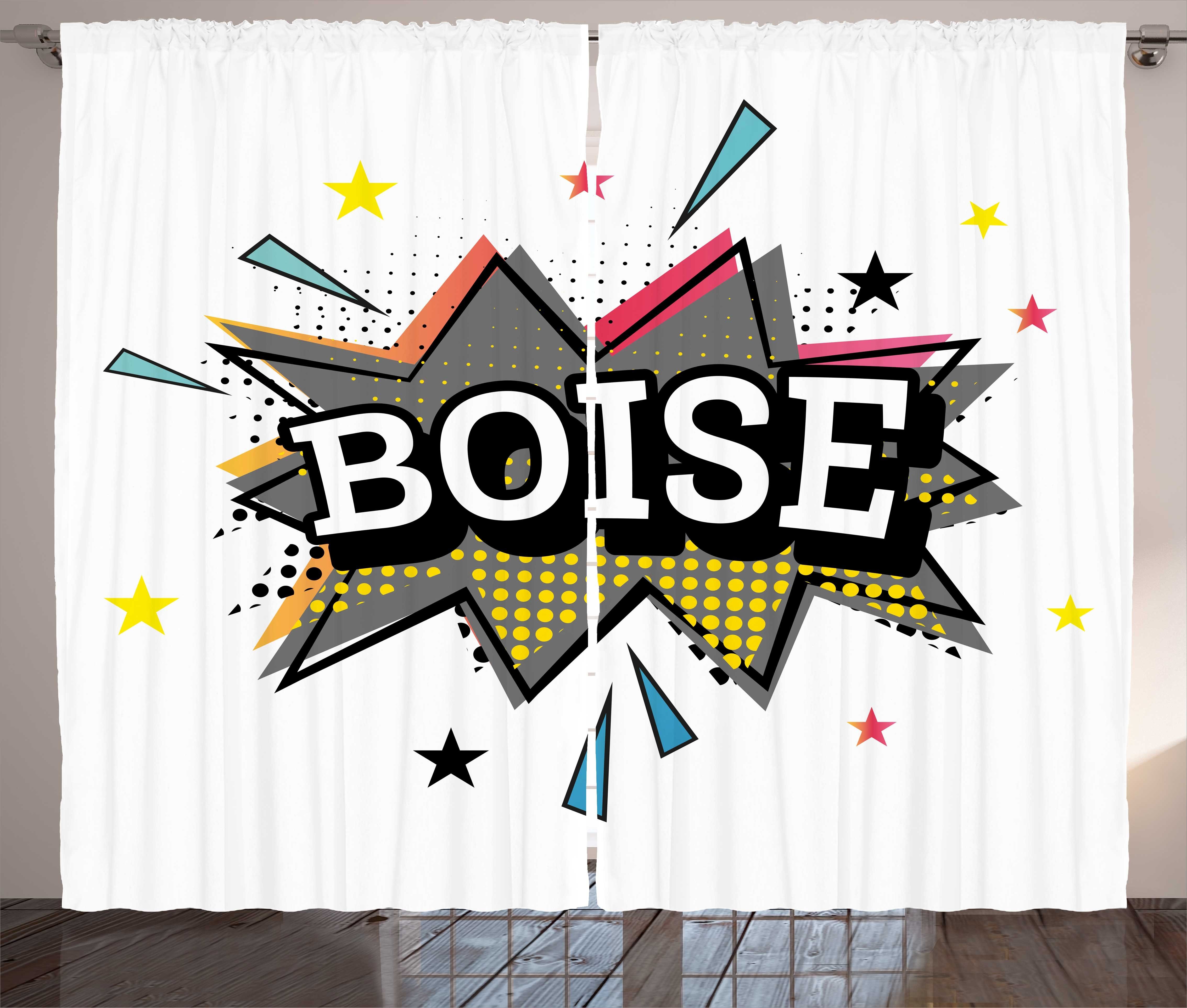 Gardine Schlafzimmer Kräuselband Vorhang mit Schlaufen und Haken, Abakuhaus, Idaho Boise City Tag Pop-Art-Logo