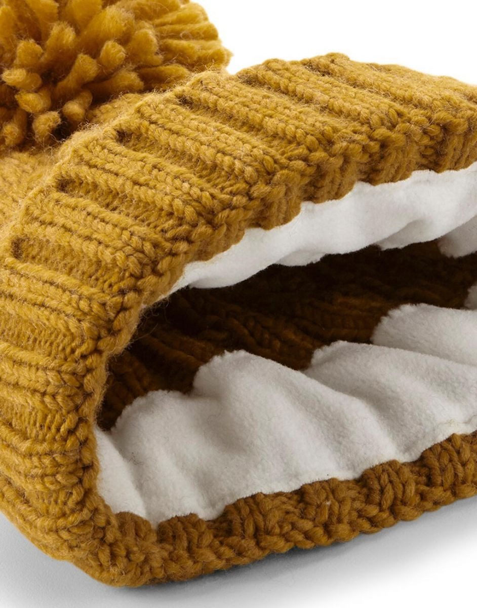 Beechfield® Bommelmütze Damenmütze Cable Knit Melange Beanie