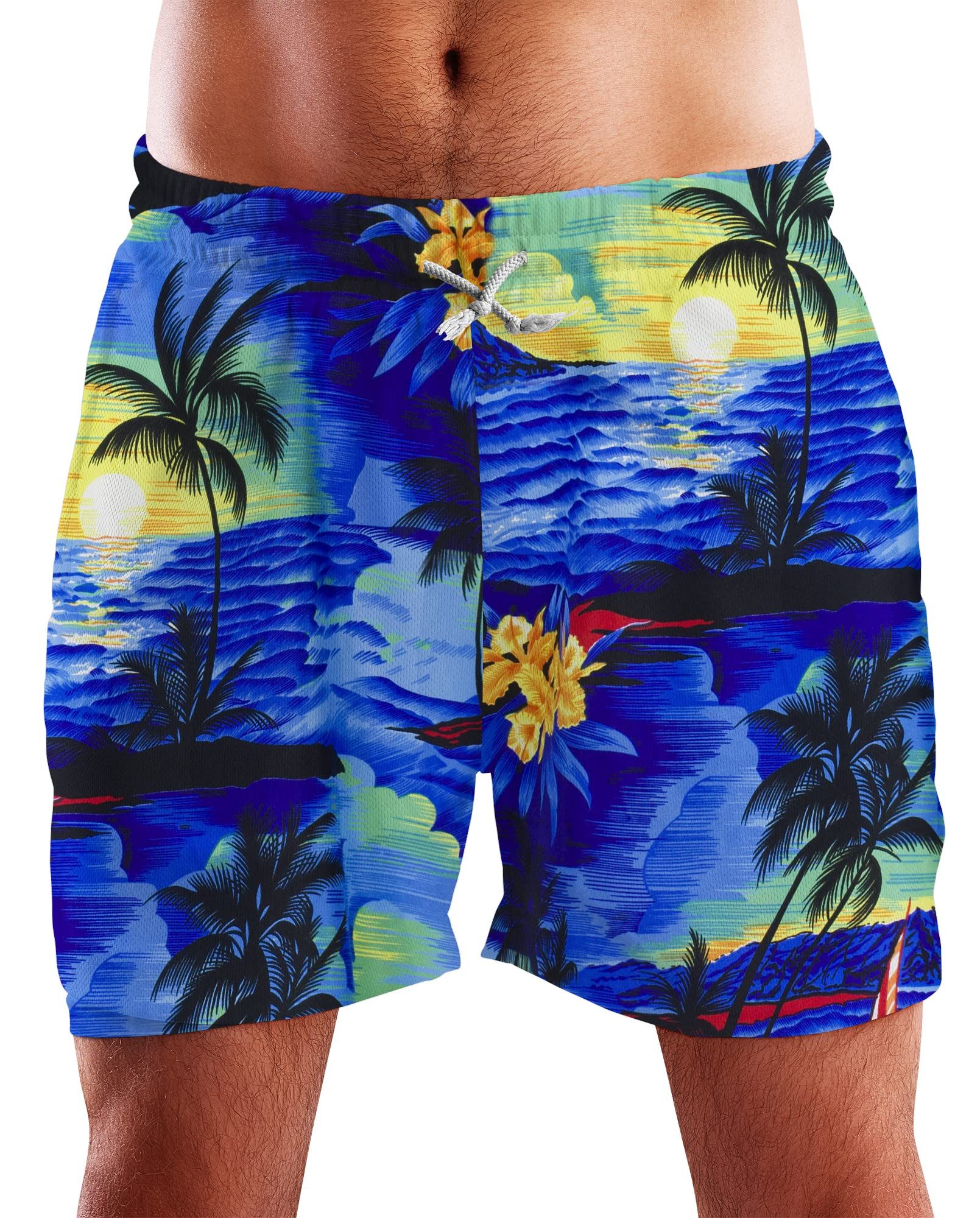 King Kameha Badeshorts Surf Funky Hawaii Bade-Shorts Mesh-Einsatz Verschluss Kordelzug Mit integriertem Mesh-Innenslip für extra Komfort