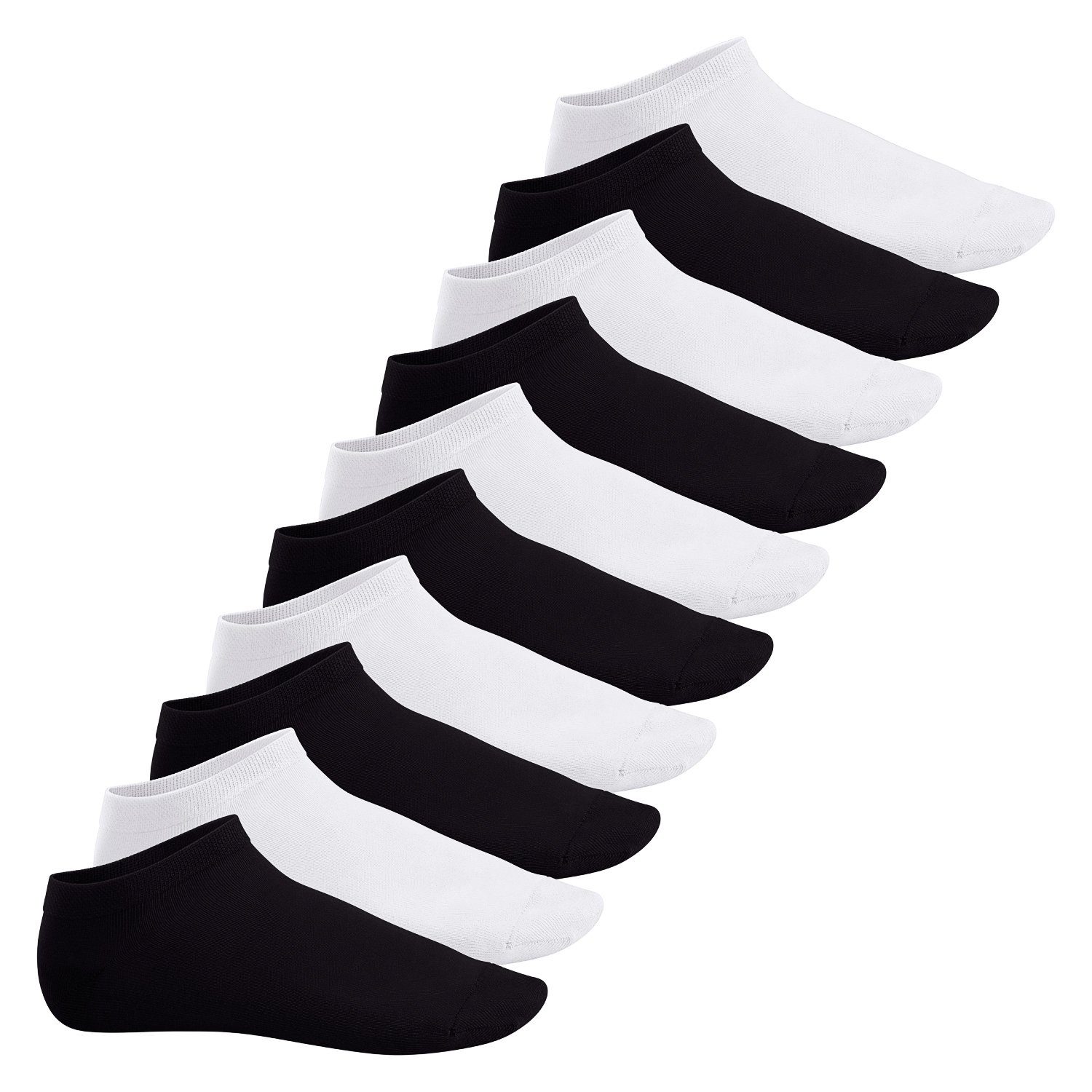 Footstar Füßlinge Sneak It! Damen & Herren Sneakersocken (10/20 Paar) kurze Socken Schwarz / Weiss Mix (5x Schwarz + 5x Weiss) | Füßlinge