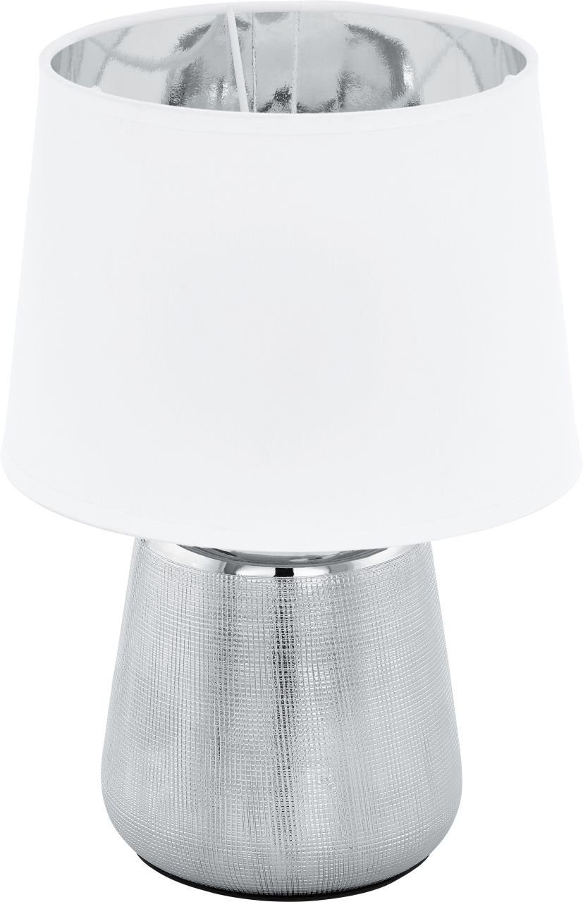EGLO Schreibtischlampe Eglo Tischleuchte Manalba 1 weiß-silber 30 x 20 cm, Ohne Leuchtmittel, Nicht dimmbar nicht Smart Home-fähig ohne Bewegungsmelder