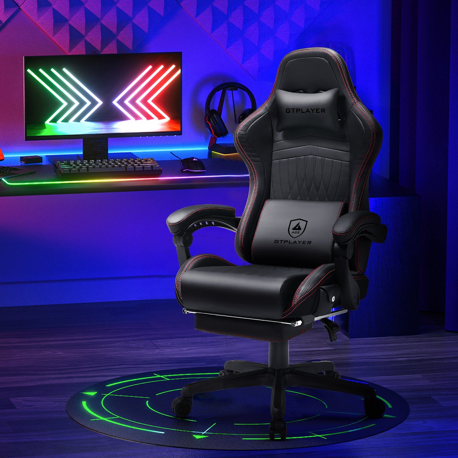 GTPLAYER Gaming-Stuhl ergonomischer Bürostuhl mit HIFI Stereo Lautsprecher, Verbindungsarmlehen beeindrukende Klang-atmosphäre – Bild 5 von 5