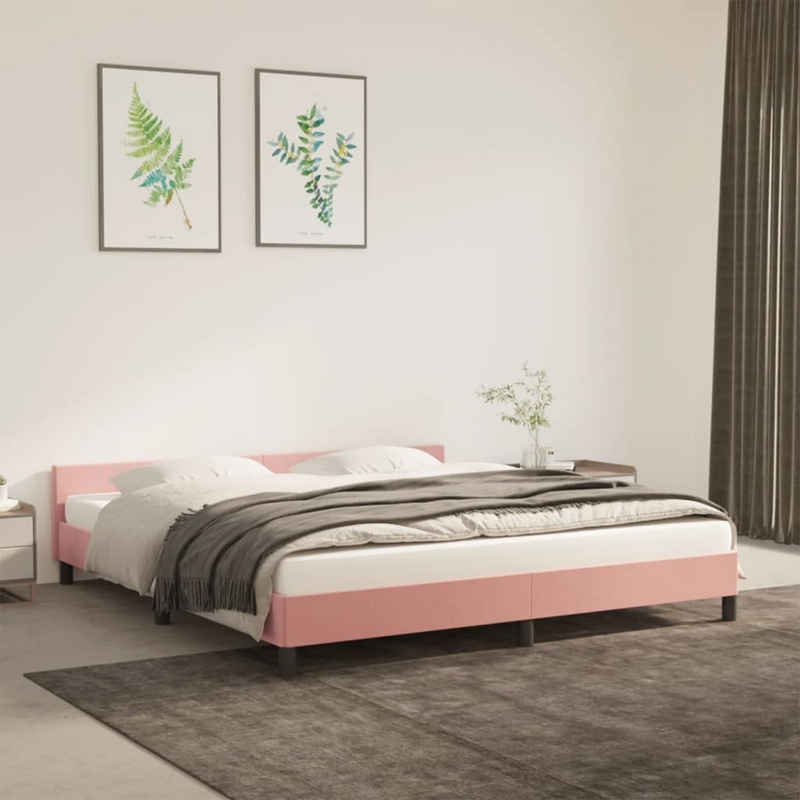 vidaXL Bett Bettgestell mit Kopfteil Rosa 180x200 cm Samt