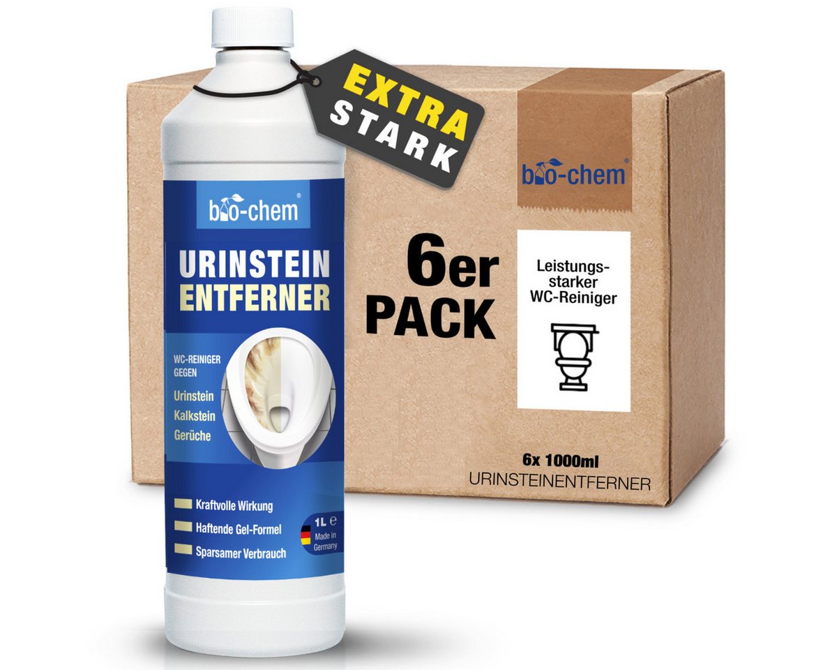 bio-chem bio-chem Urinsteinentferner EXTRA STARK 6x1000 ML inkl. Schrägdüse WC-Reiniger (Sparpaket, [- Urinsteinentferner 6x 1 l + Schrägdüse Profi WC-Reiniger für hartnäckigste Ablagerungen & Urinstein)