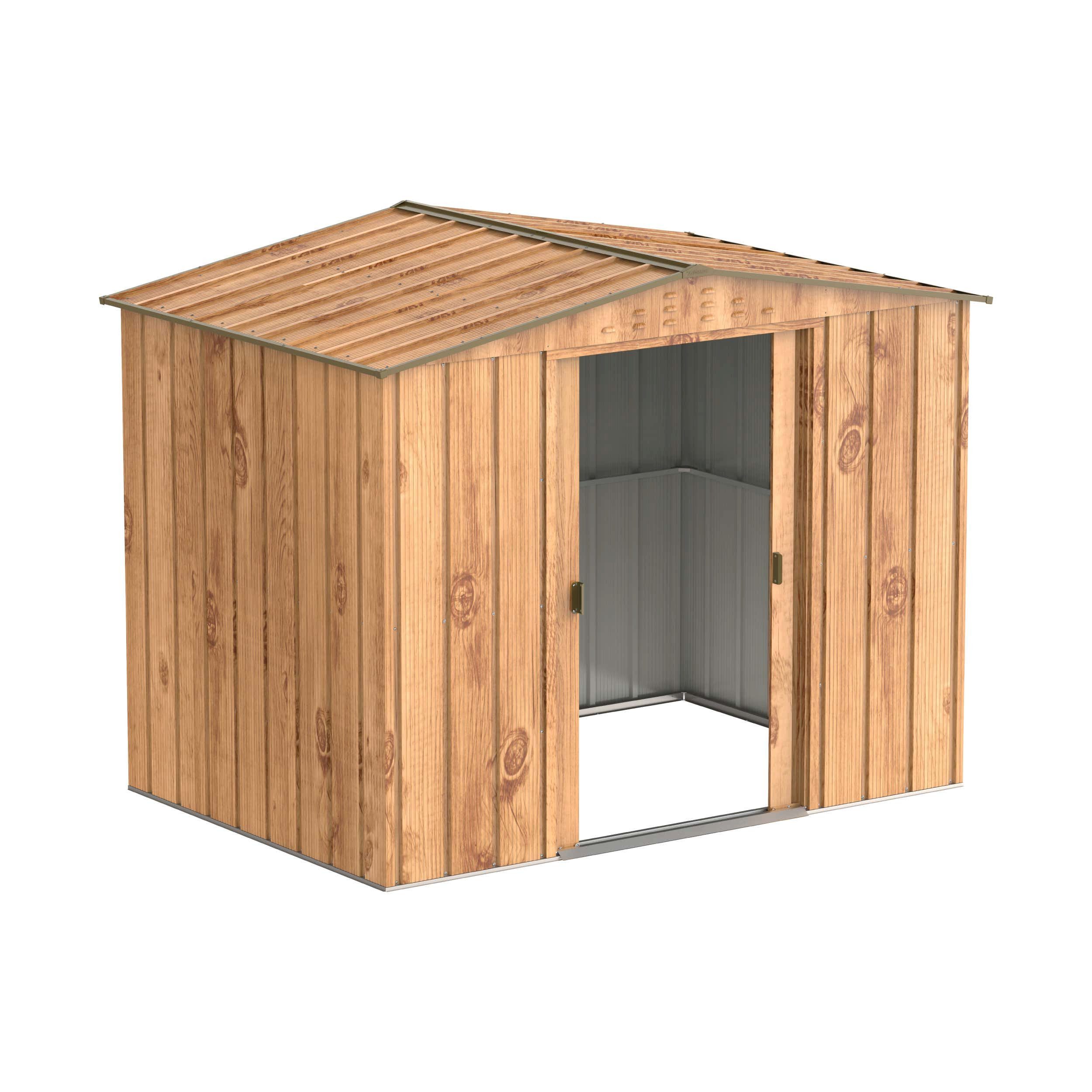 DURAMAX Gerätehaus DURAMAX Metall-2,6x1,8m Holzoptik, BxT: 261,6x183 cm, in Verzinkt mit 0,3mm Wandstärke