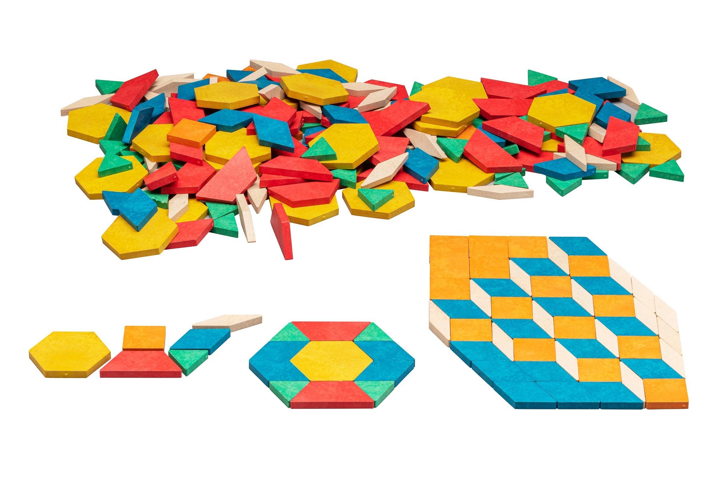 Wissner® aktiv lernen Lernspielzeug Geometrische Legeplättchen Pattern Blocks (250 Teile),  RE-Wood®, RE-Plastic®