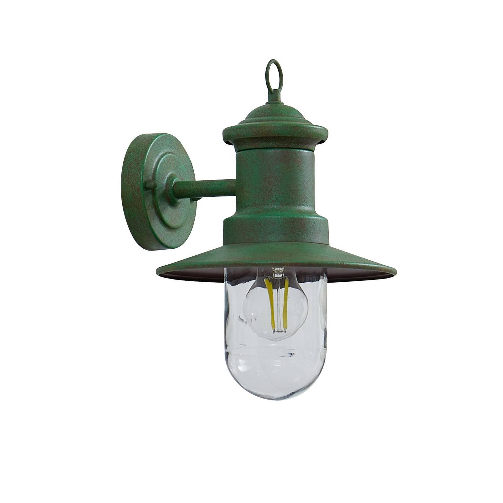 Lindby Außen-Wandleuchte Eloretta, Metall, Grün IP44, 1 x 15 W LED