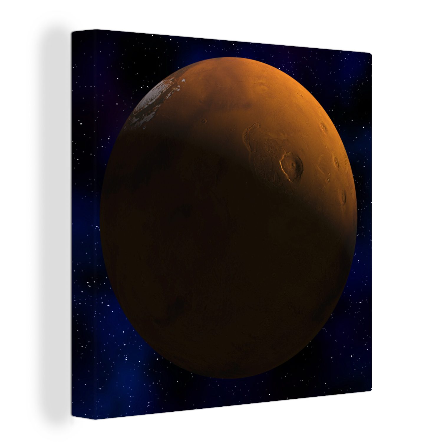 OneMillionCanvasses® Leinwandbild Mars vor einem dunklen Hintergrund, (1 St), Leinwand Bilder für Wohnzimmer Schlafzimmer