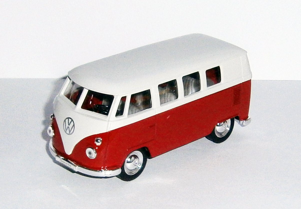 Welly Modellbus VOLKSWAGEN T1 Bus 1963 VW Modell Metall Modellauto Modellbus 08 (Rot), Spielzeugauto Auto Kinder Geschenk