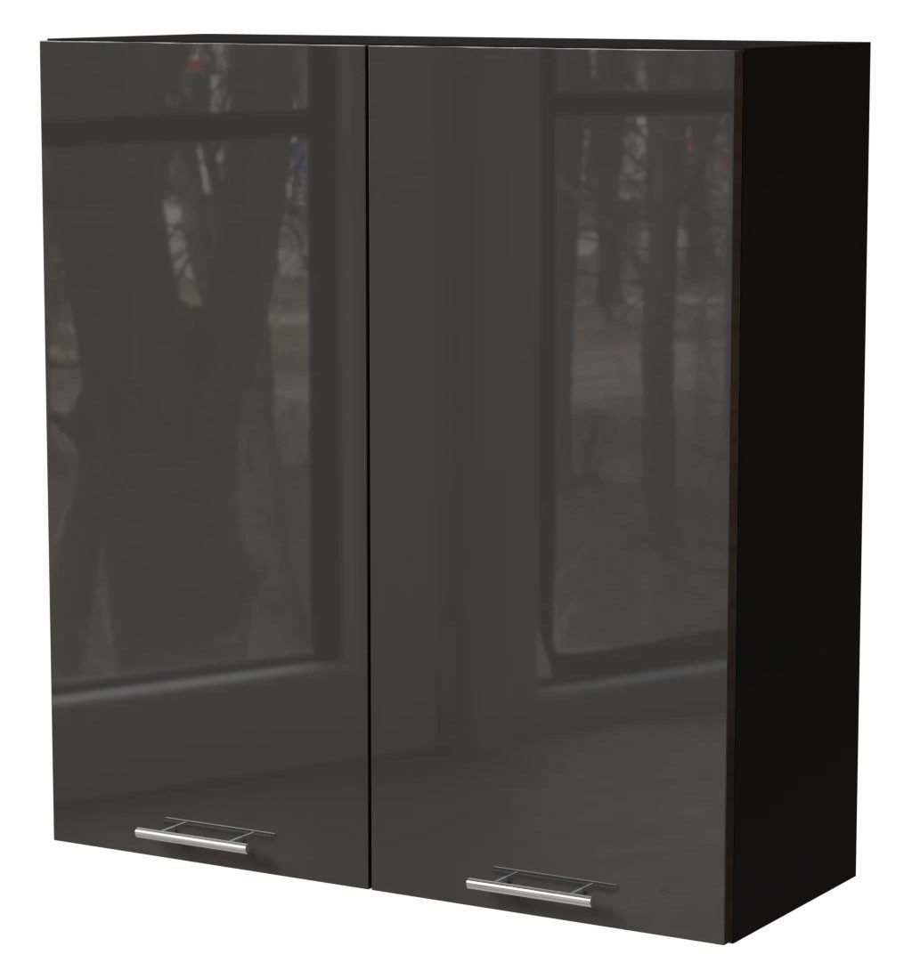 Feldmann-Wohnen Klapphängeschrank Essen (W4/90, 2-türig, 3 Einlegeböden, 1-St., Küchenhängeschrank) 90x32,5x96cm schwarz - graphit Hochglanz (ES-W4/90)