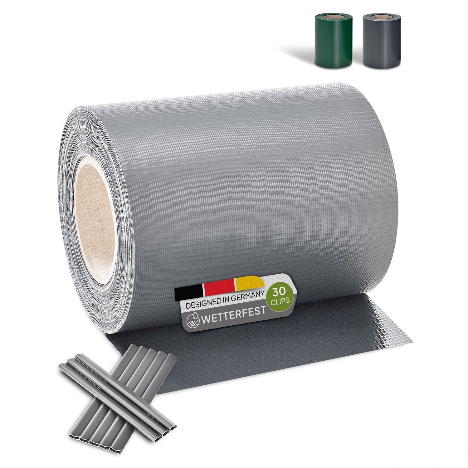 Juskys Sichtschutzstreifen PVC Sichtschutzstreifen, Doppelstabmatten Zaun, 35m x 19 cm, inkl. Clips