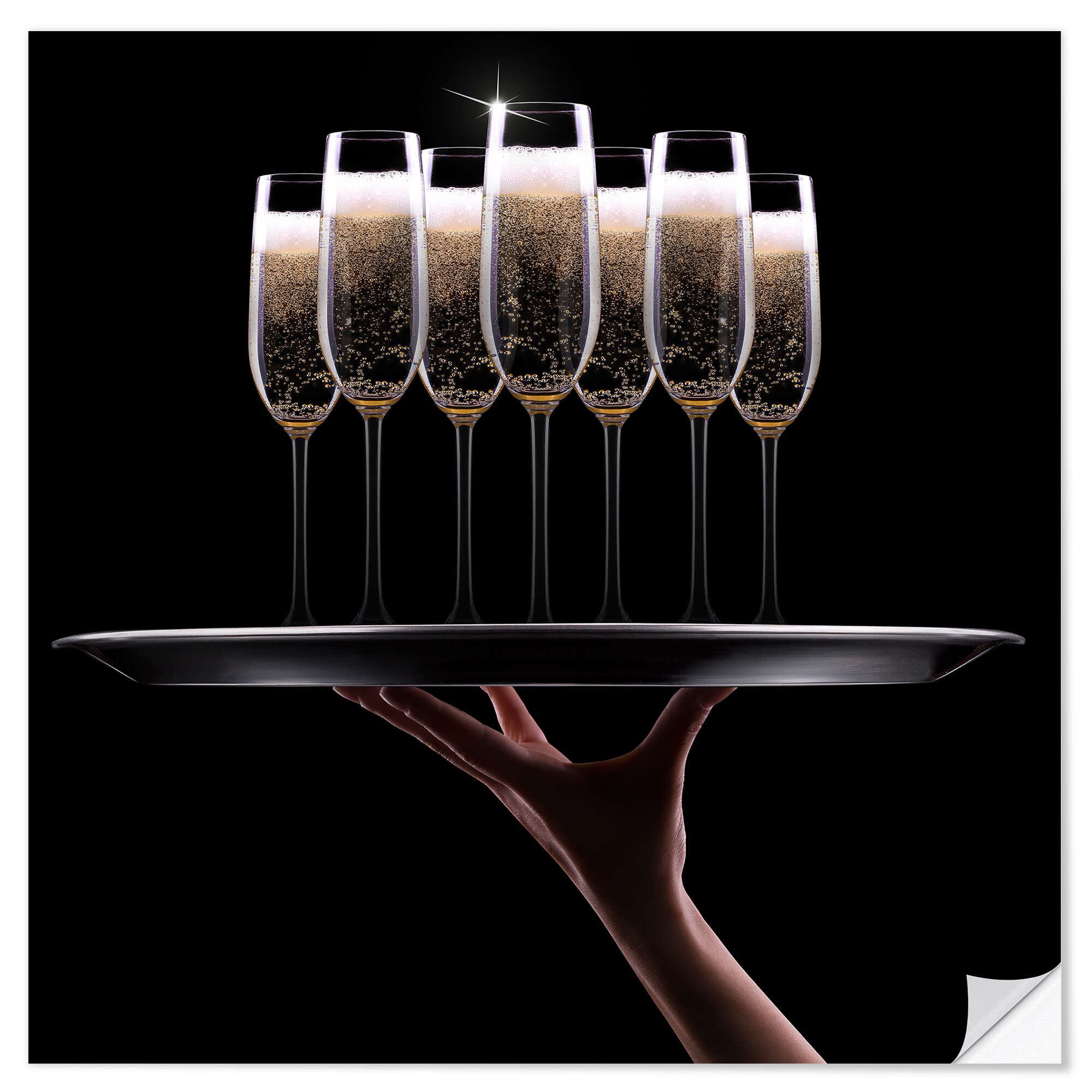 Posterlounge Wandfolie Editors Choice, Tablett mit Champagner, Bar Fotografie