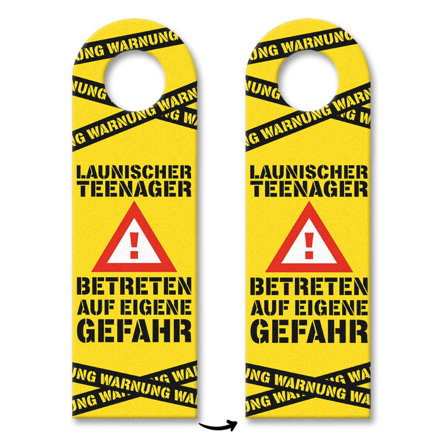 speecheese Dekohänger Warnung Launischer Teenager Türhänger 10er Set mit Warnzeichen in gelb