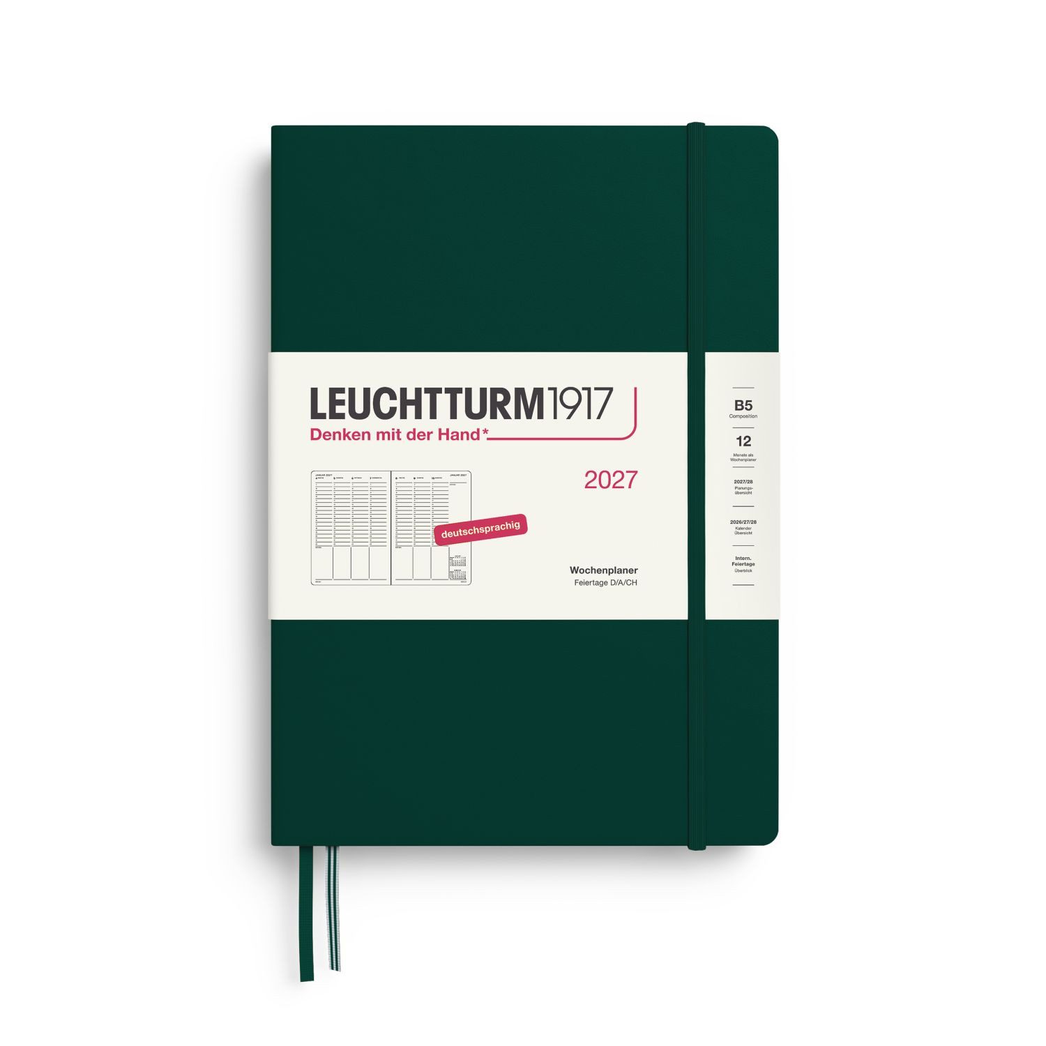 Leuchtturm1917 Taschenkalender Wochenplaner 2027 Composition B5 Hardcover Forest Green