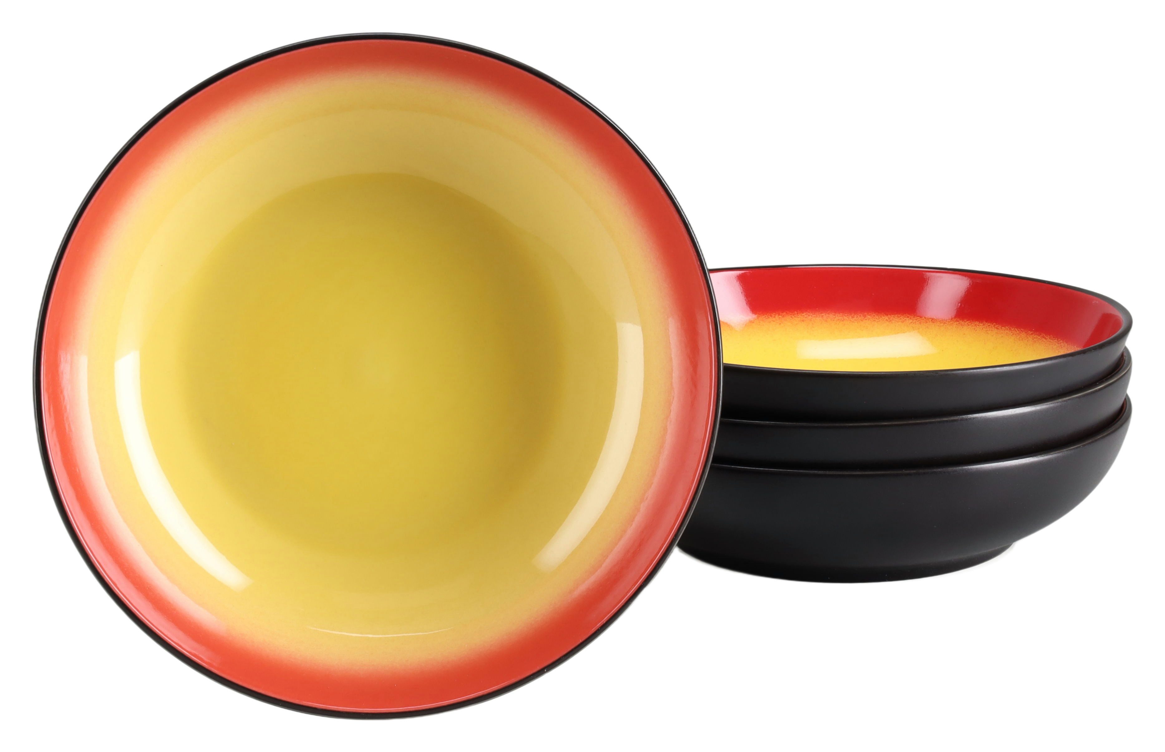 CreaTable Schüssel Hot, Poke Bowl, 4-tlg., Steinzeug, (Set, 4-tlg), Moderne Coupeform, außergewöhnliches Design