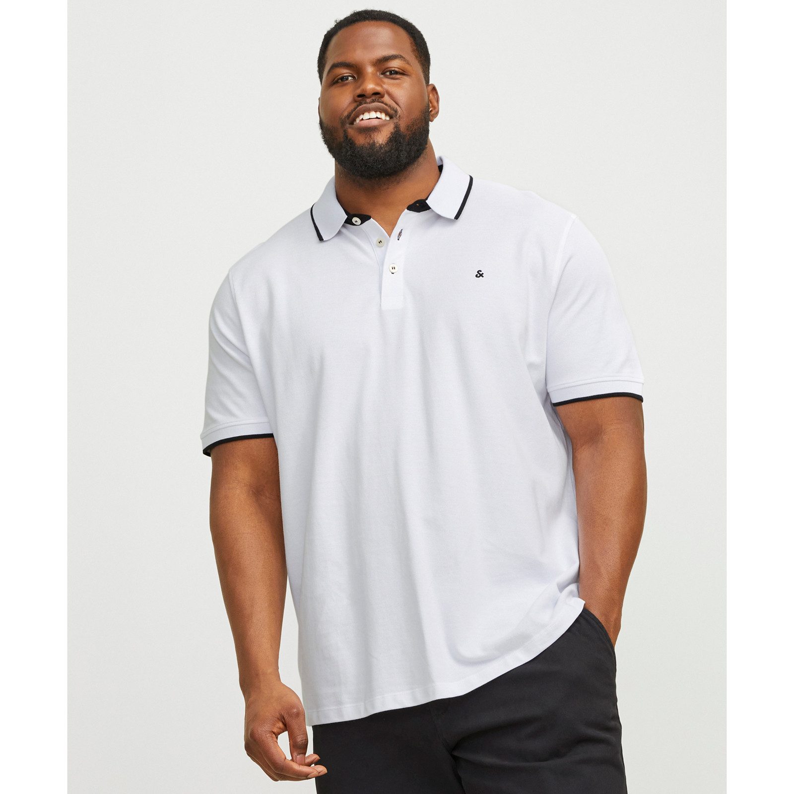 Jack & Jones Poloshirt Jack&Jones Poloshirt Übergröße weiß JJEPAULOS