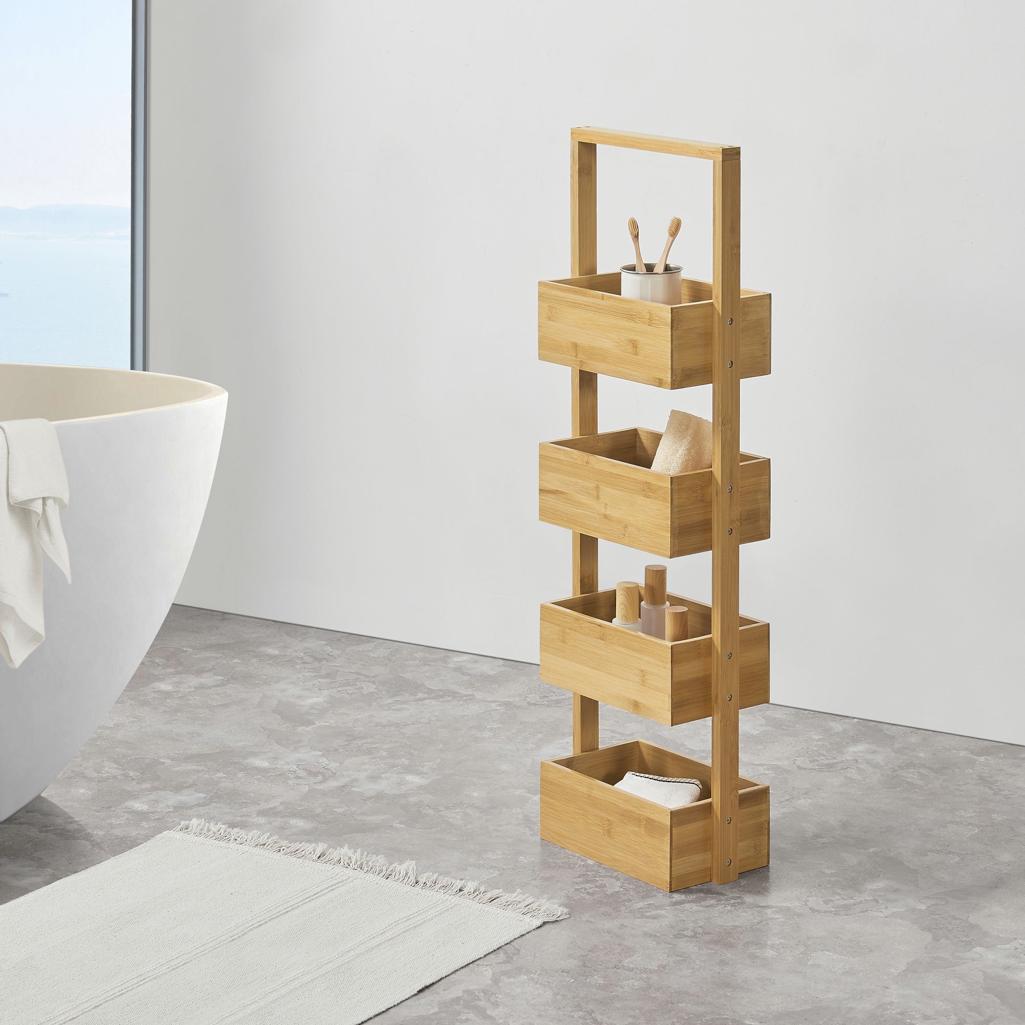 en.casa Standregal, Bardu Bambusregal 28x16x88cm mit günstig online kaufen