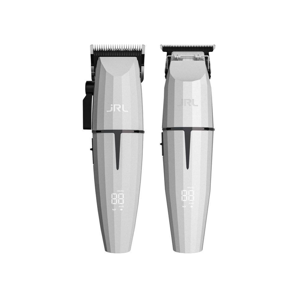 JRL Haarschneider JRL Fresh Fade 2020T-B-W Onyx Trimmer Ghost, 6-tlg. Profi-Set: Ladestation, 5 Aufsätze, Klingentool, Bürste, Öl, Präz. Kontur,EZ-GAP T-Klinge,Cool-Blade,3,5h Akku,1,5h Schnellladung
