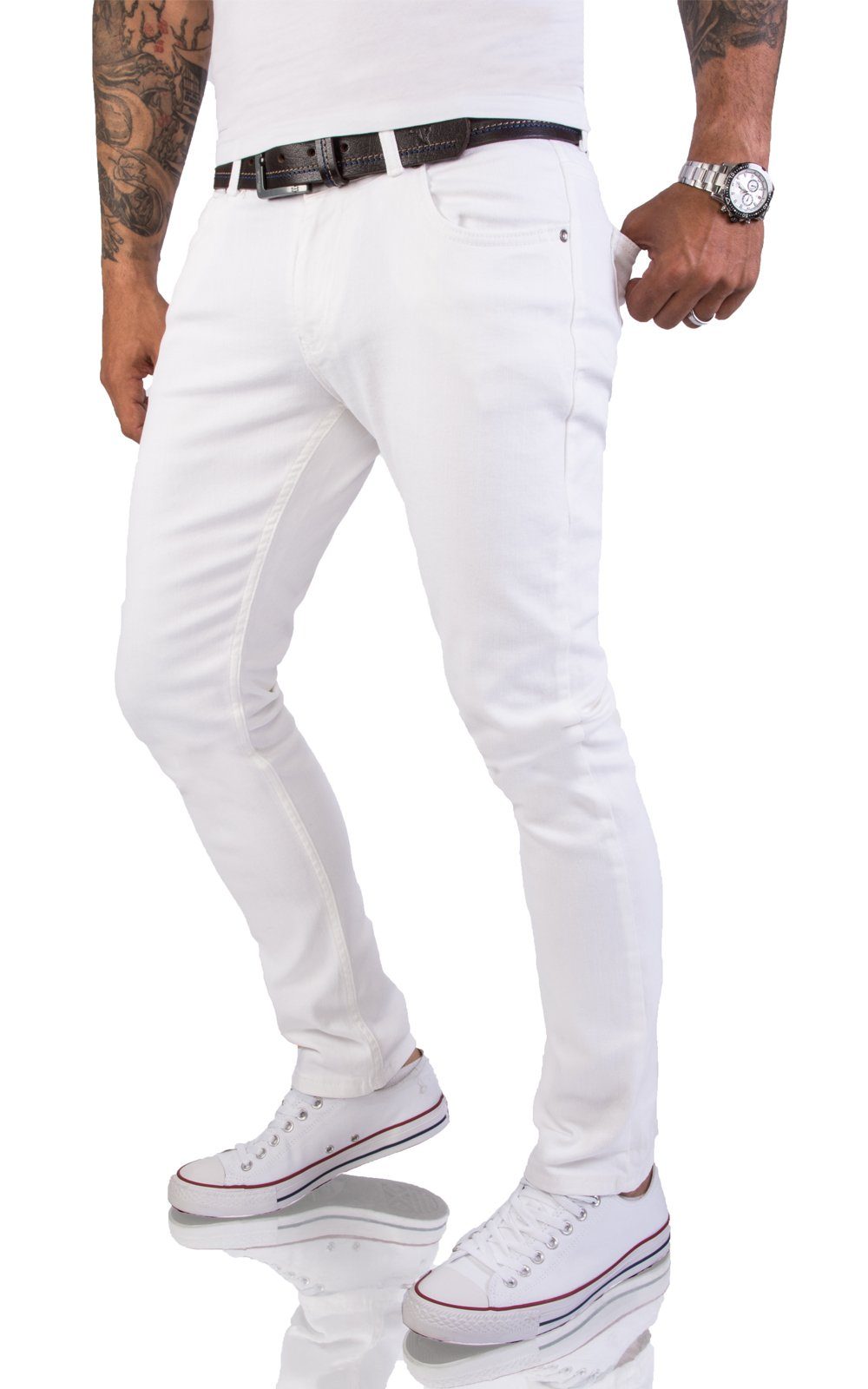 Herren Slim-fit-Jeans RC-2155 Creek Fit Jeans Weiß Slim Rock