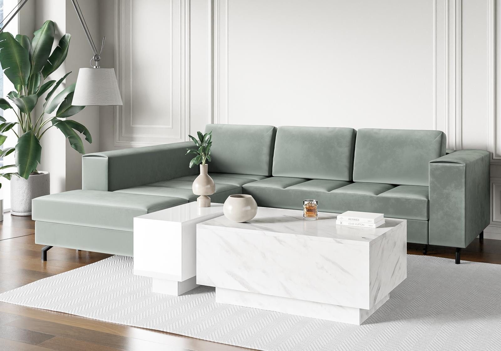 Compleo Couchtisch (2.set) Rechteckiger Couchtisch, Marmor optik JACOB Sofa günstig online kaufen