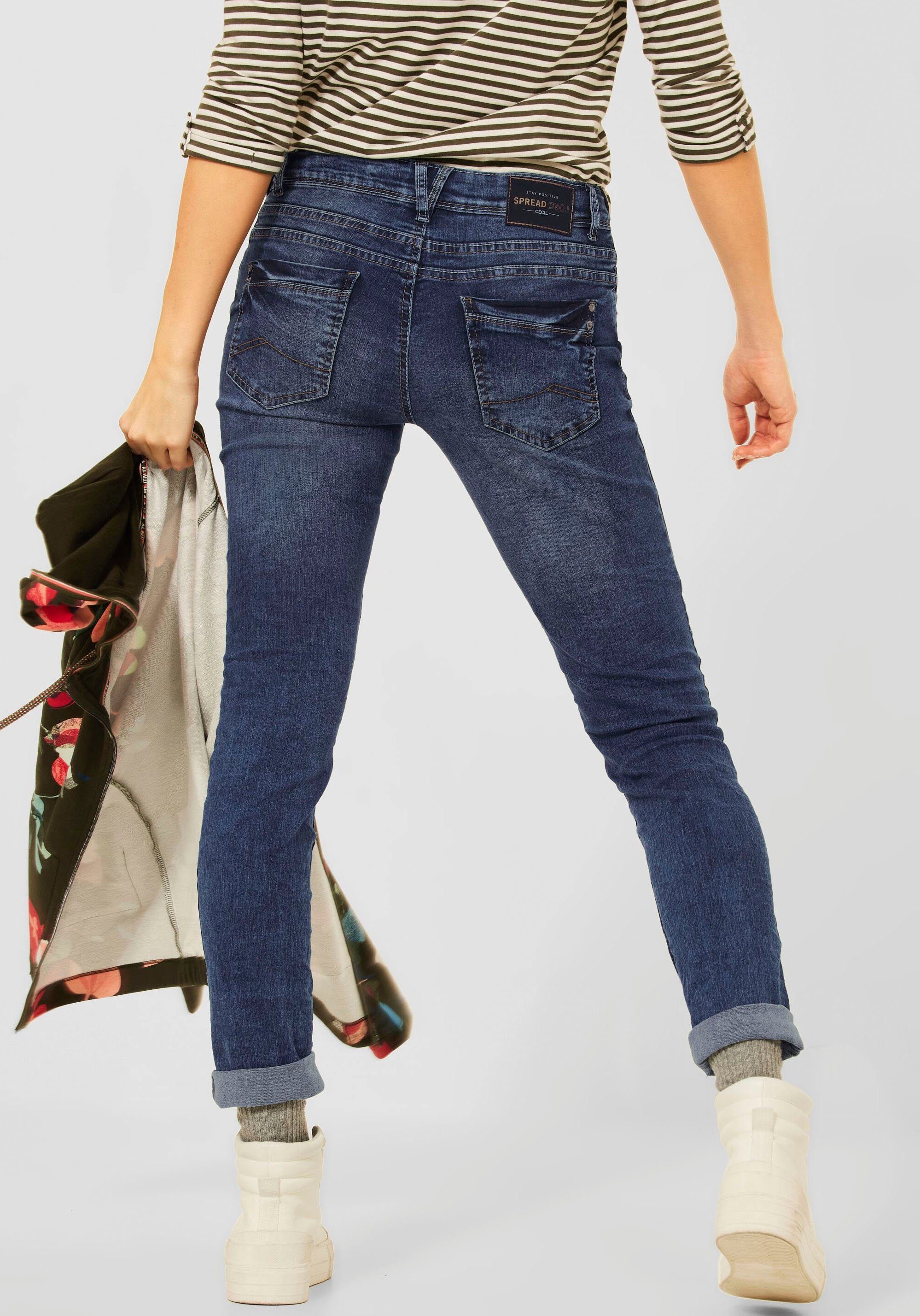 Damen Jeans Cecil 5-Pocket-Jeans mit Ziernähten in zwei Farben