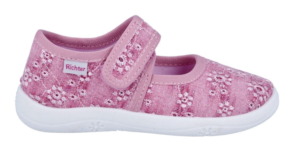 Richter Mia Hausschuh Klettschuh, Kindergartenschuh, mit Label, Größenschablone zum Download