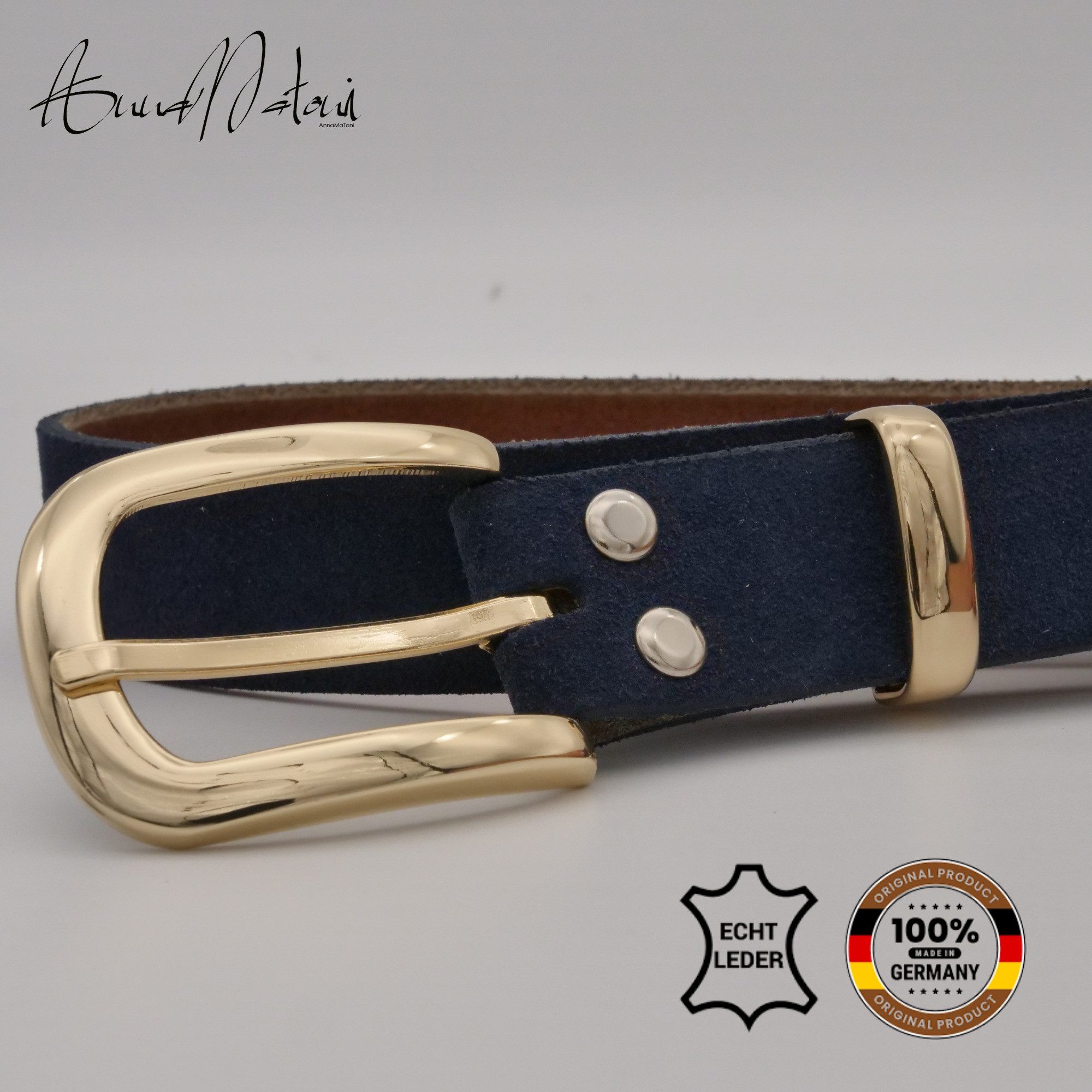 AnnaMatoni Ledergürtel AnnaMatoni Damen Ledergürtel in hochwertigem Velour Leder 3cm