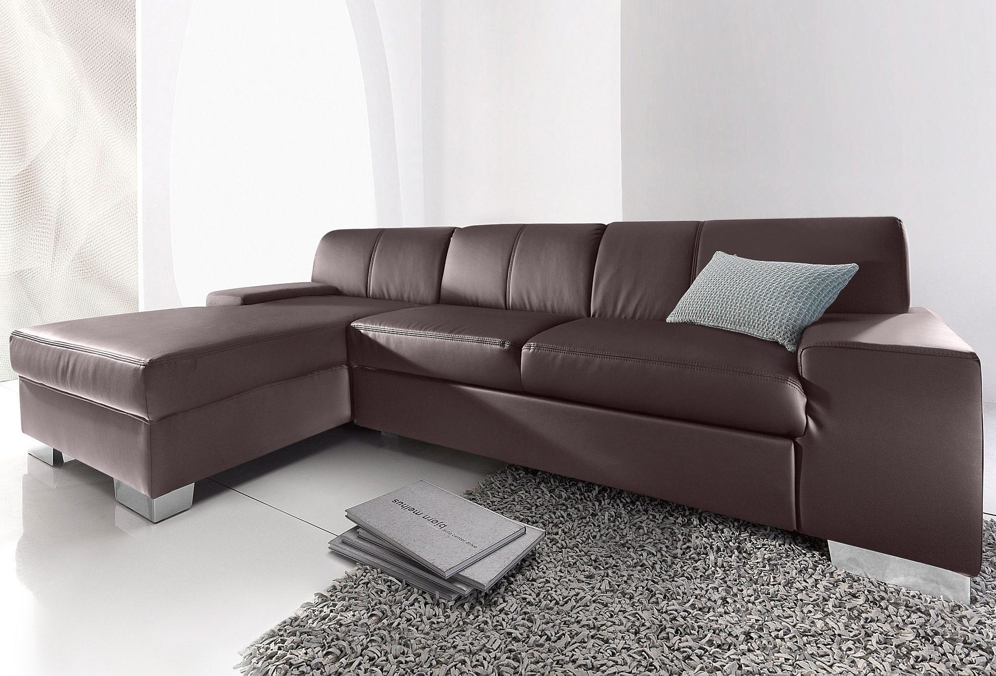 DOMO collection Ecksofa Star, zeitlose Formensprache, elegante Optik, Breite 248cm, L-Form, wahlweise mit Bettfunktion
