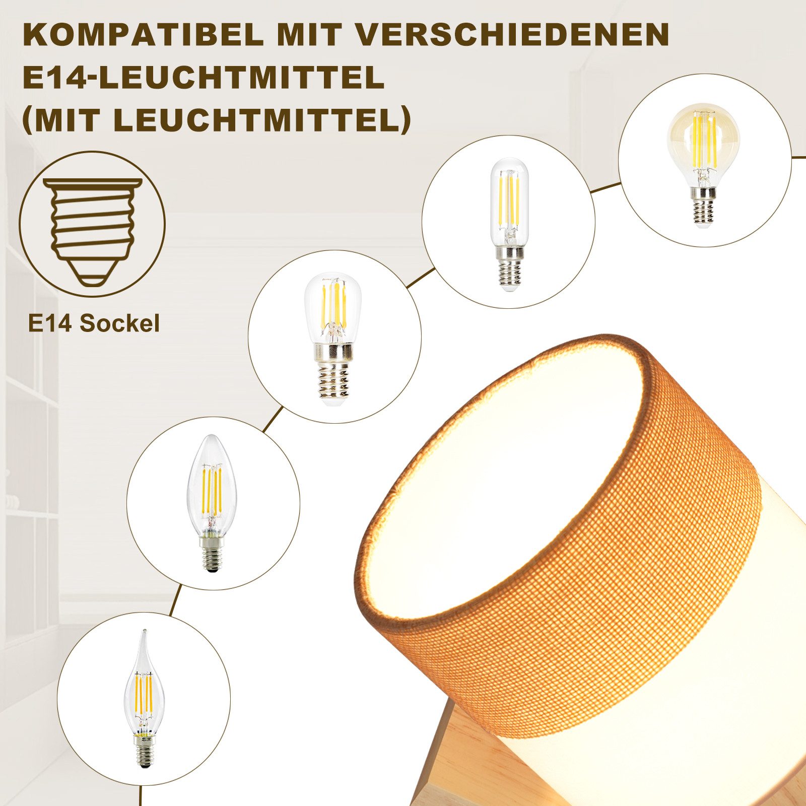 Nettlife Deckenstrahler Wohnzimmer Holz 1/2/3/4 Flammig E14 Vintage Deckenleuchte Deckenspot, LED wechselbar, perfekt für Flur, Wohnzimmer, Schlafzimmer, Esszim – Bild 5 von 5