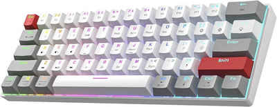 NEWMEN GM610Pro 60 Prozent Mechanische Kabellose TKL Gaming- Tastatur (mit extra Tastenkappen-Set,RGB-Hintergrundbeleuchtung QWERTY)