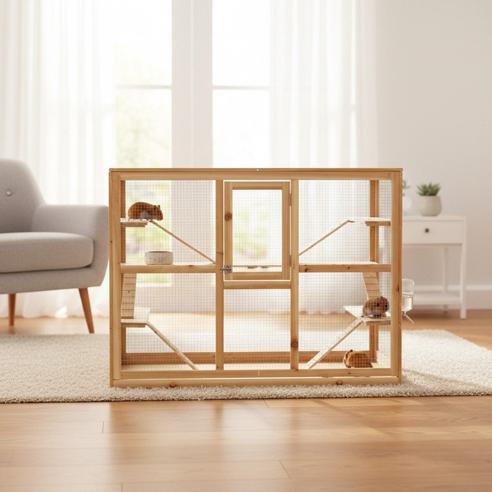 Feel2Home Kleintierkäfig Nagerkäfig XXL Villa Hamsterkäfig Mäusekäfig Kleintierkäfig Käfig, verzinkt